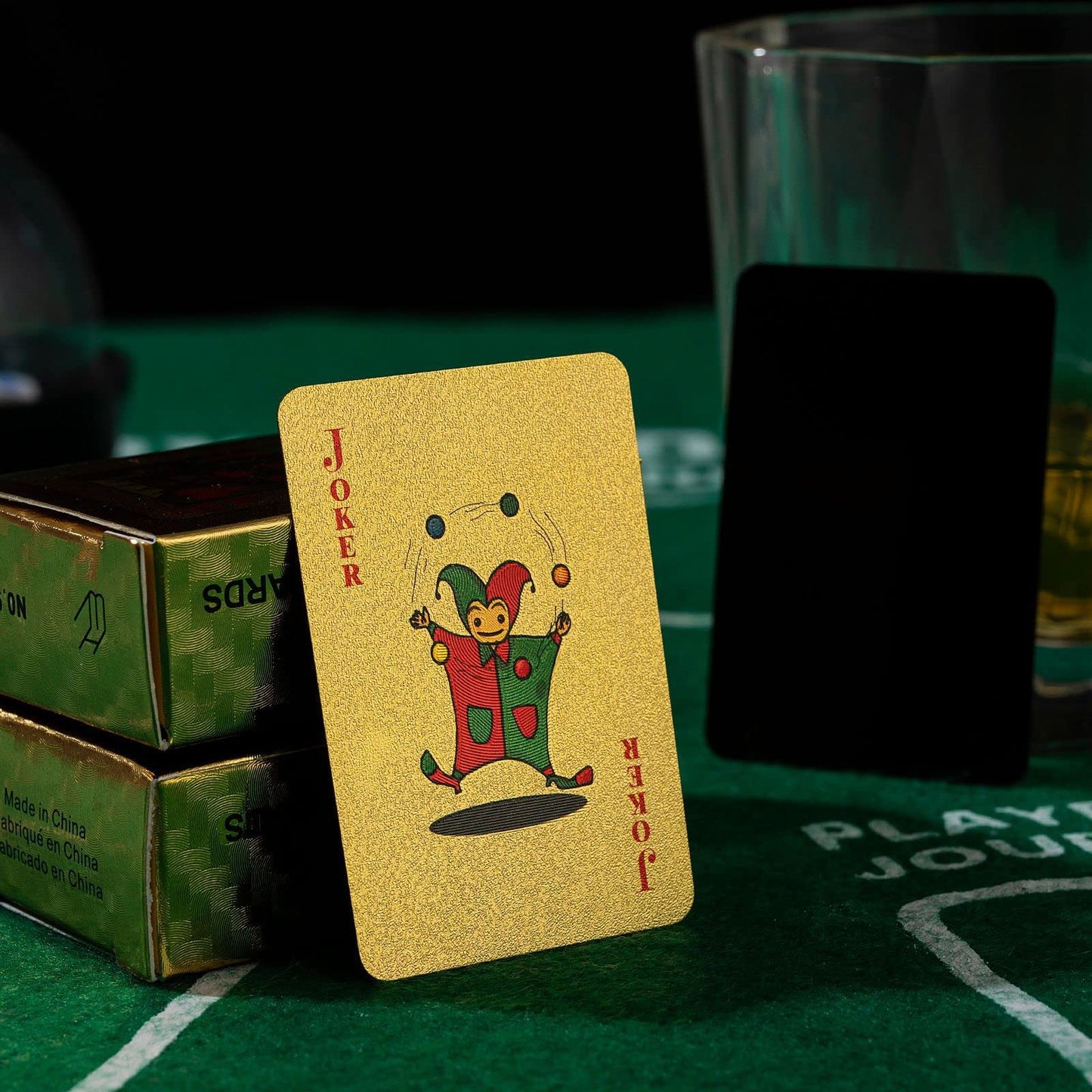 VOVCIG Mini Playing Cards, 2 Deck Gold Miniature Card Set Waterproof Foil Poker Cards Game Poker Traveling Decks Cards for Adults(Gold)