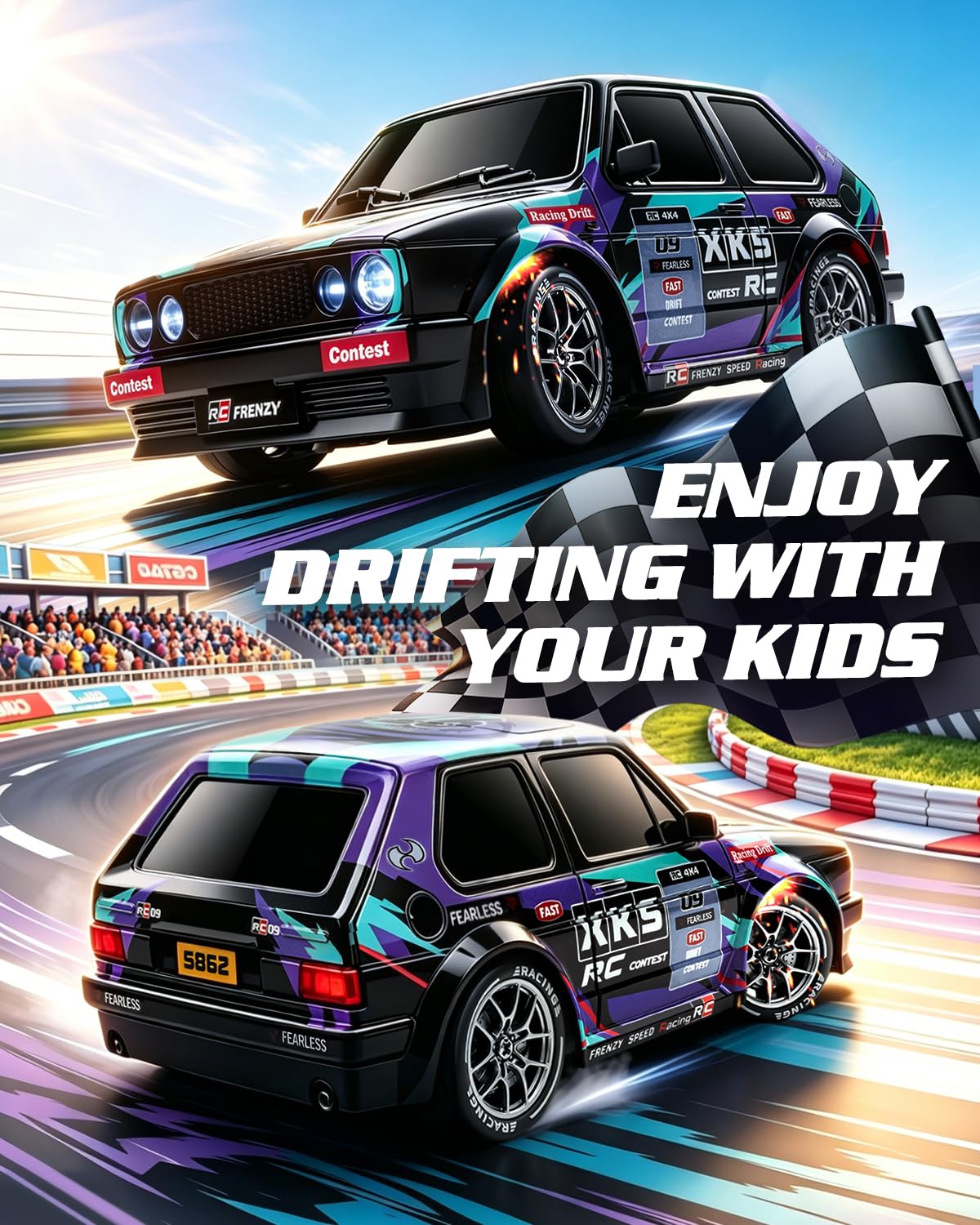 Nowzeth RC Drift Car with Racing Livery 4WD 1/24 Remote Control Drift Car