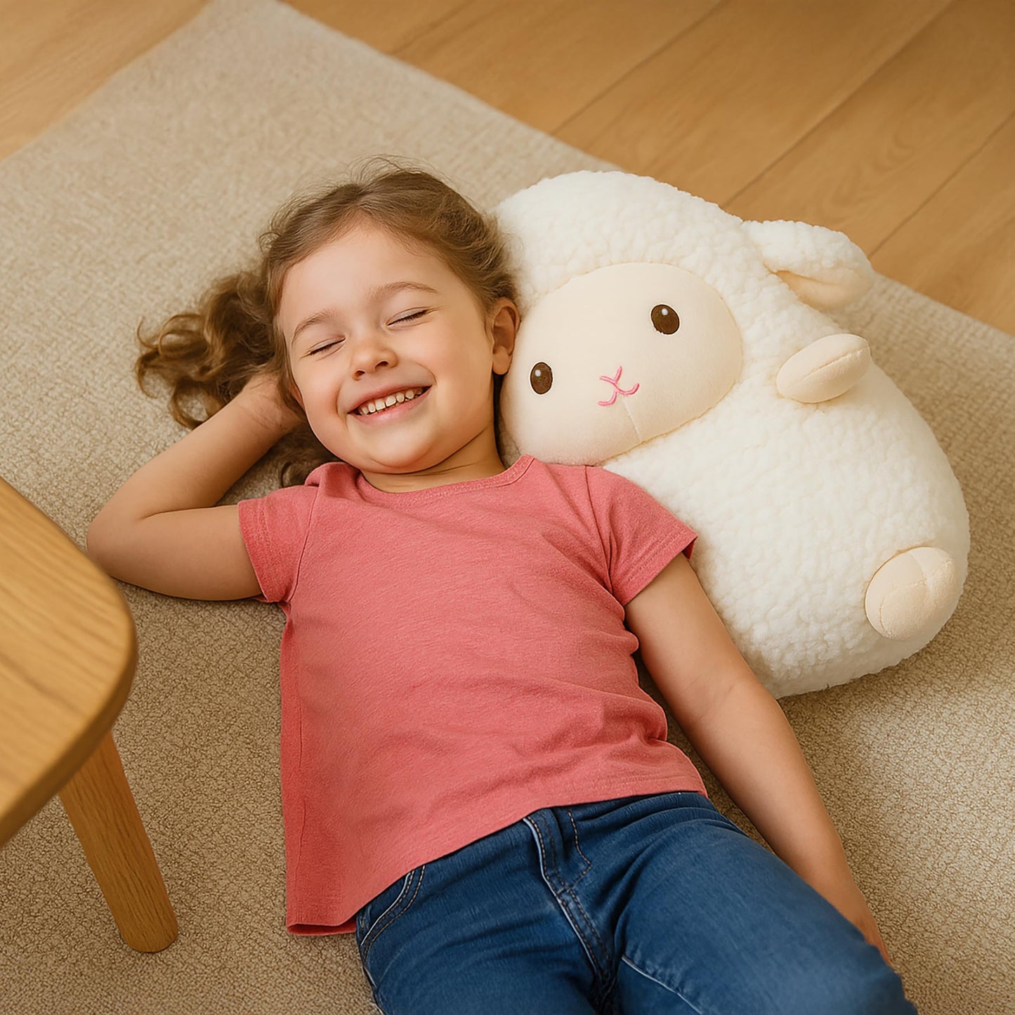 WEIGEDU Cute Sheep Plush Toy - 14” Soft Round Stuffed Animal Pillow Kawaii Lamb Plushie for Kids & Adults - Huggable Plush Cushion for Bed, Sofa