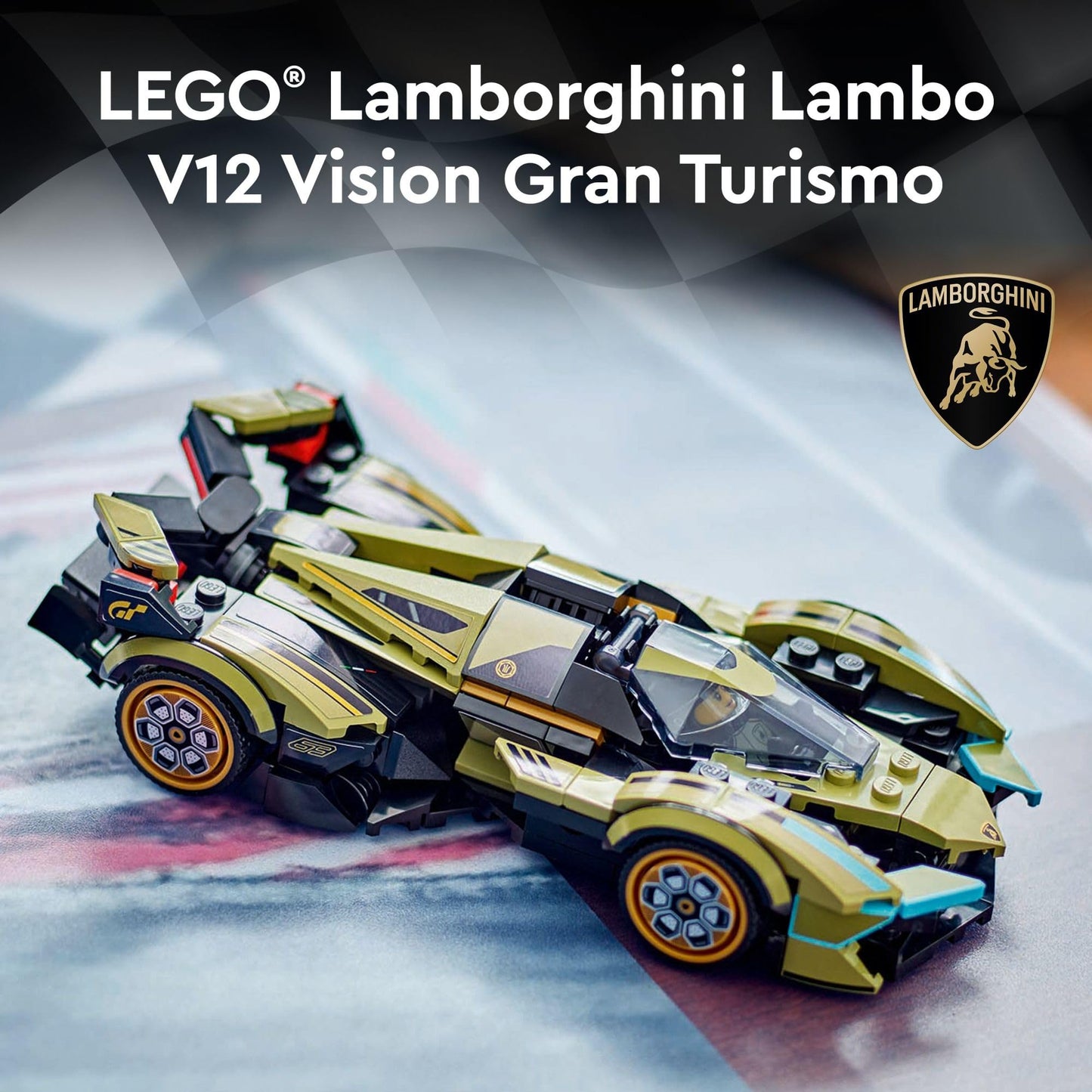 LEGO Speed Champions Lamborghini Lambo V12 Vision GT Super Car, Formula 1 Vehicle Toy, Driving Playset, Buildable Model Set for Kids, Lamborghini Car