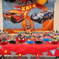 Hot Cars Party Decorations Honeycomb Centerpiece, 9 Pieces Race Car Themed 3D Double Side Cake Toppers Table Centerpieces, Cartoon Photo Backdrop