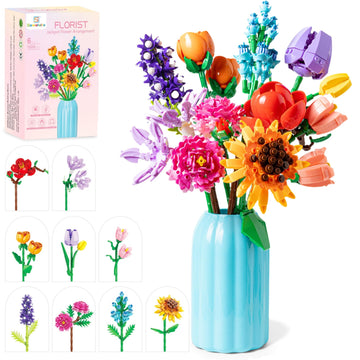 Sawaruita Flowers Bouquet Botanicals Building Blocks Set for Adult Women