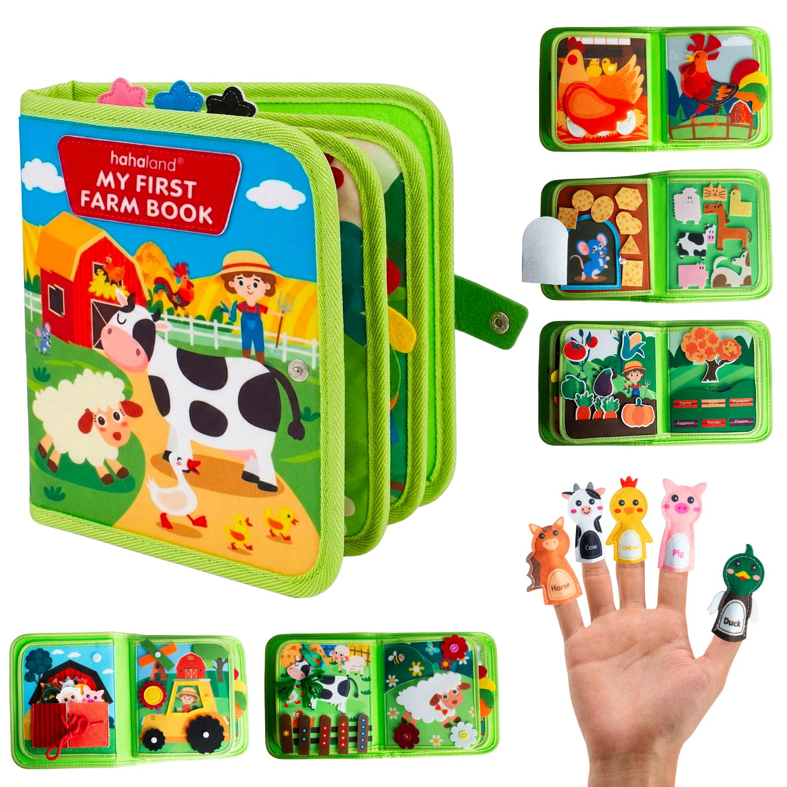 Kkogleam Busy Book for Toddlers 1-3, Montessori Toys for 1 2 Year Old Boy Girl Birthday Gifts, Farm Animal Busy Board Educational Learning Quiet