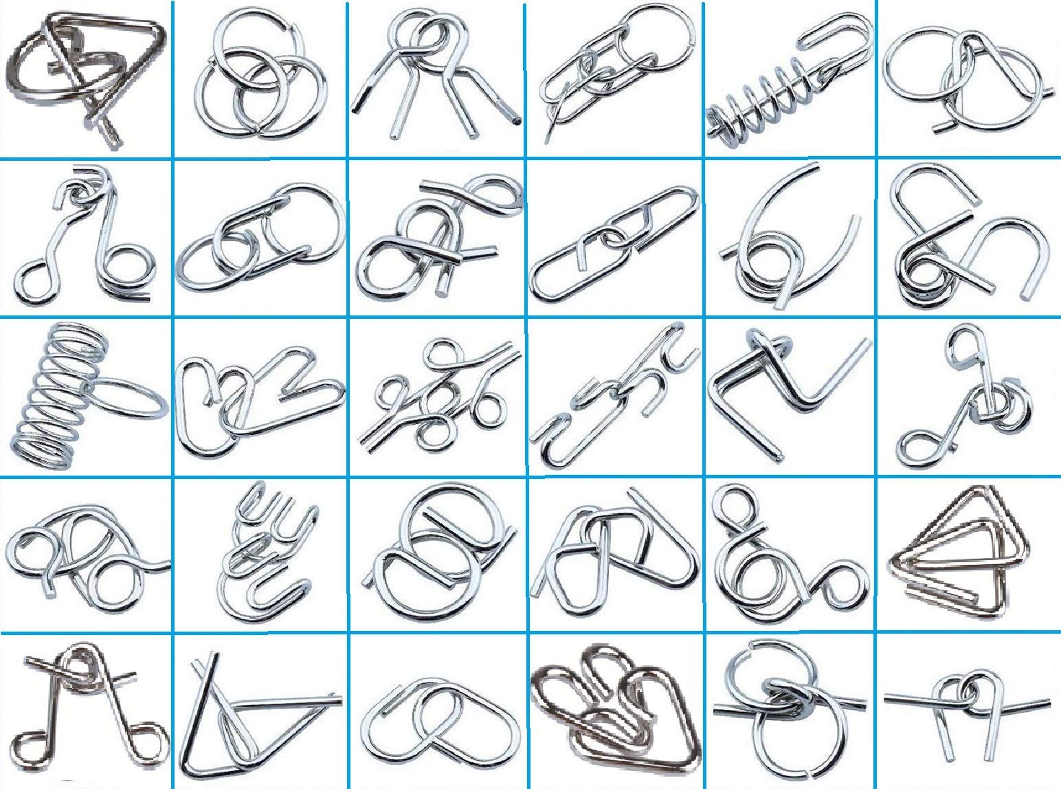 YUNTENG 24Pcs Assorted Metal Brain Teasers Metal Wire IQ Puzzles with Paper Box Gift Package Assembly & Disentanglement Great Educational Intelligence