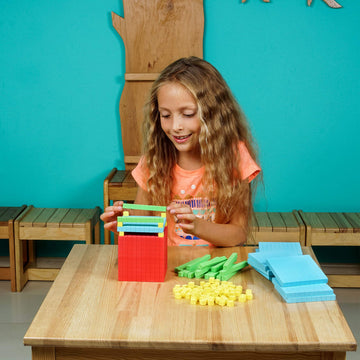 Simply magic 131 PCS Foam Base Ten Blocks for Math - Place Value Blocks, Base 10 Math Manipulatives K-3, Math Counters, Number Blocks, Math Cubes