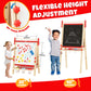 Belleur Wooden Art Easel for Kids 2+, Adjustable Double Sided Easel for Toddlers with Dry-Erase Board & Magnetic Whiteboard & Paper Roll Rod, 28"-40"