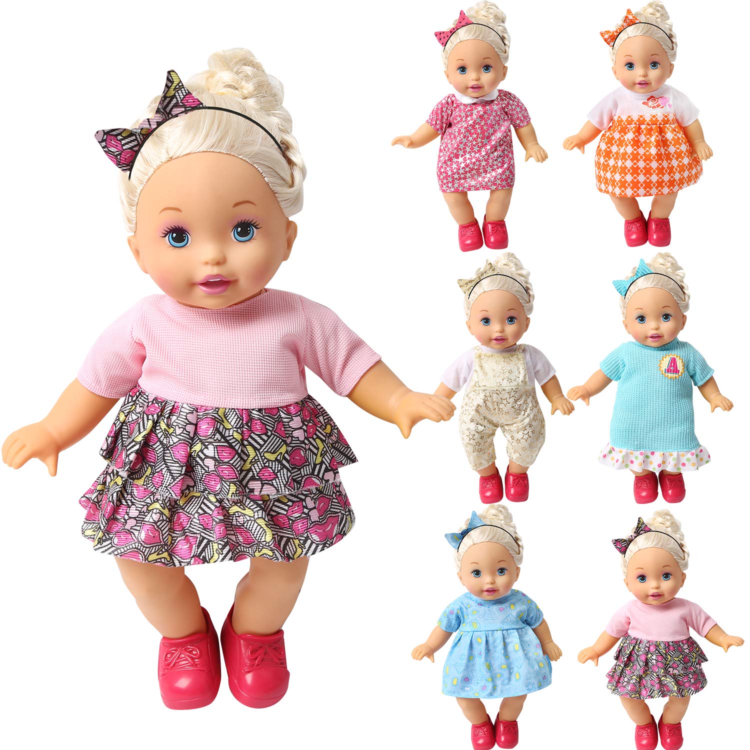 NA BOBO Clothes Set of 6 for 12-14-16 Inch Alive Lovely Baby Doll Clothes Dress Outfits Costumes Dolly Pretty Doll Cloth Handmade Girl Christmas