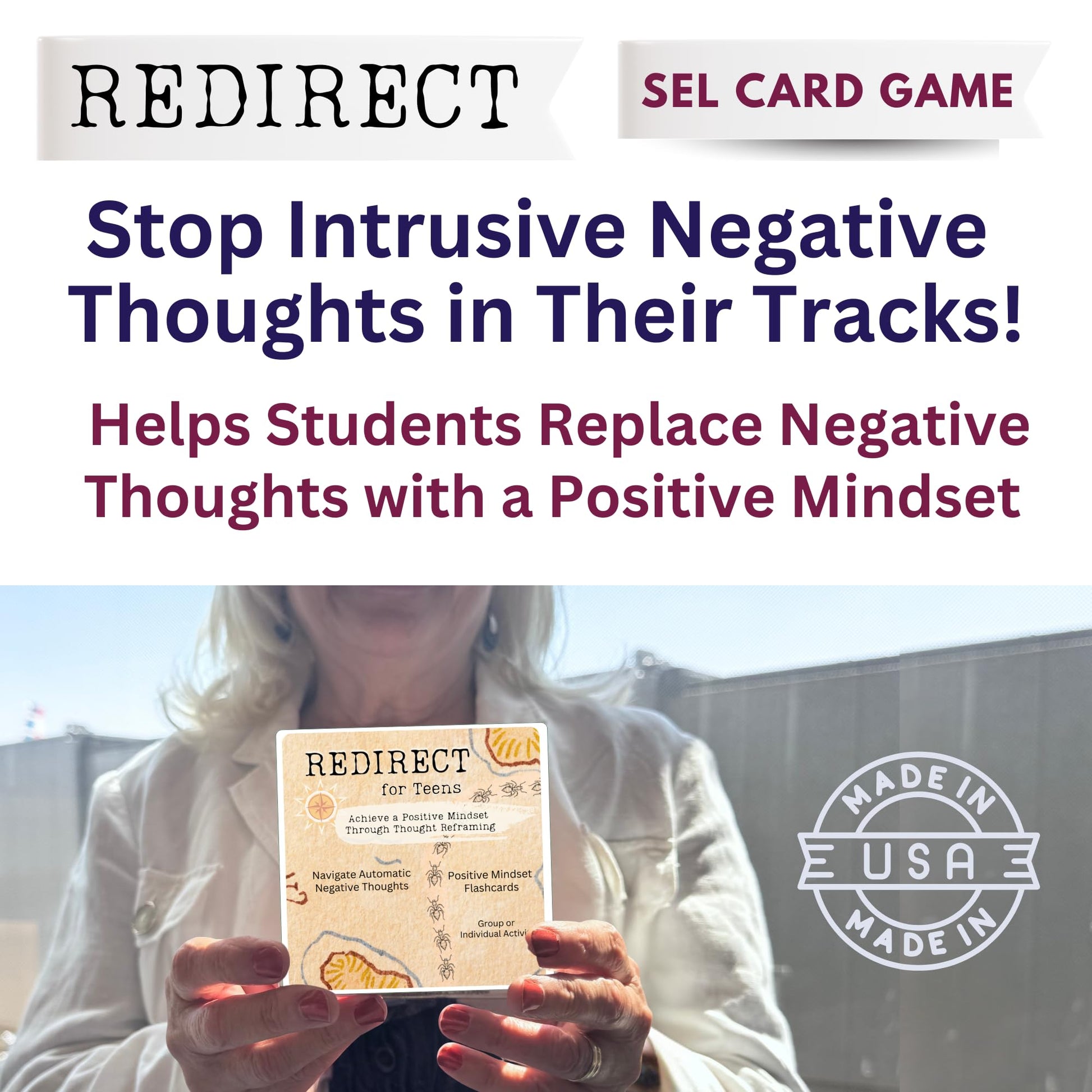 Redirect Flashcards - Challenge Negative Thinking | Transform Automatic Negative Thoughts (Ants) to Positive Affirmations | Used for Personal Growth