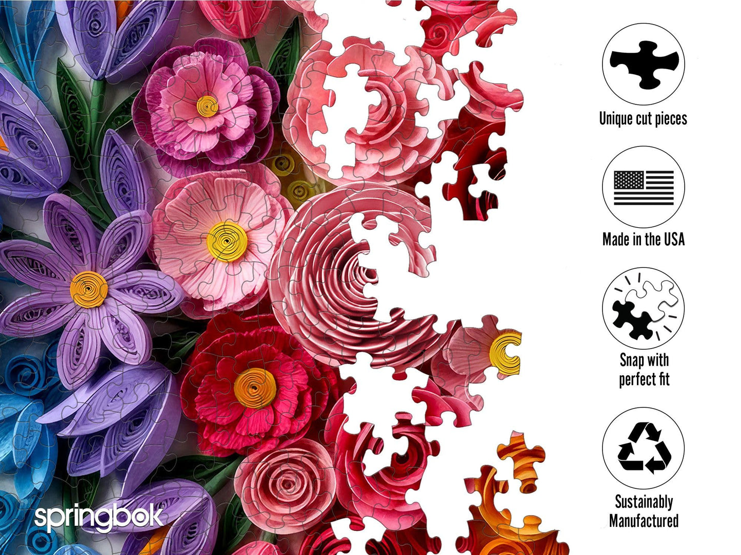 Springbok Quilled Flower Garden 500 Piece Jigsaw Puzzle for Adults