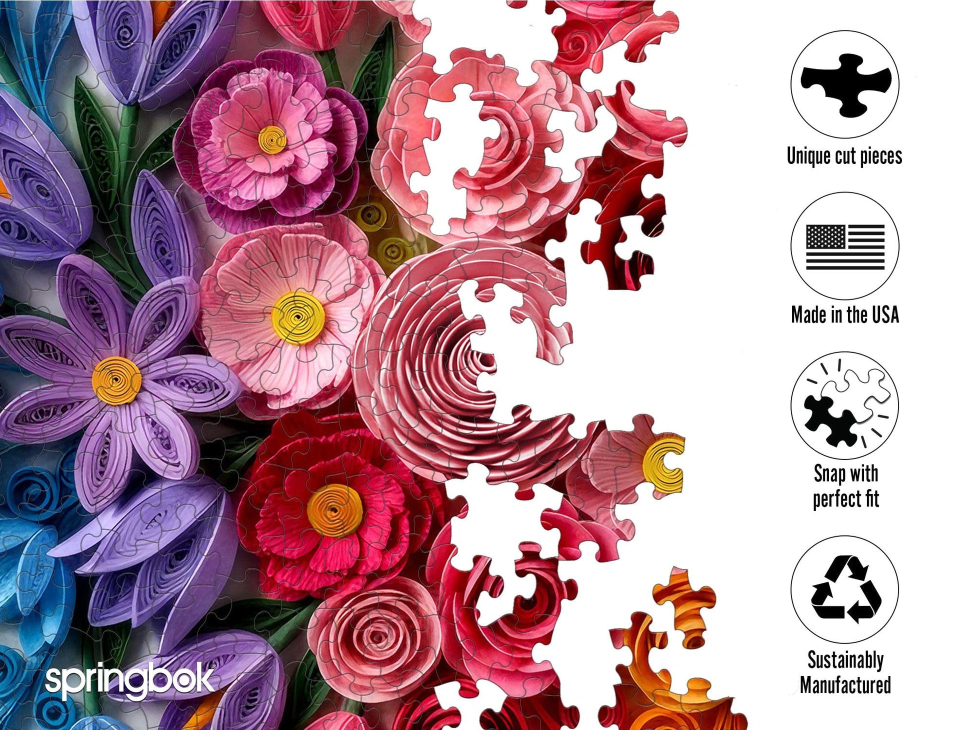 Springbok Quilled Flower Garden 500 Piece Jigsaw Puzzle for Adults