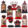 WINPOGEE 9Pcs Black Red Birthday Decorations Honeycomb Centerpieces Red Theme Birthday Photo Table Centerpiece Party Supplies 16th 30th 40th 50th 60th