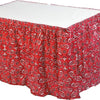 Fun Express Red Bandana Print Plastic Table Skirt for Rectangle Tables 6ft 8ft - Disposable Table Skirting with Adhesive for Western Party Table Decor