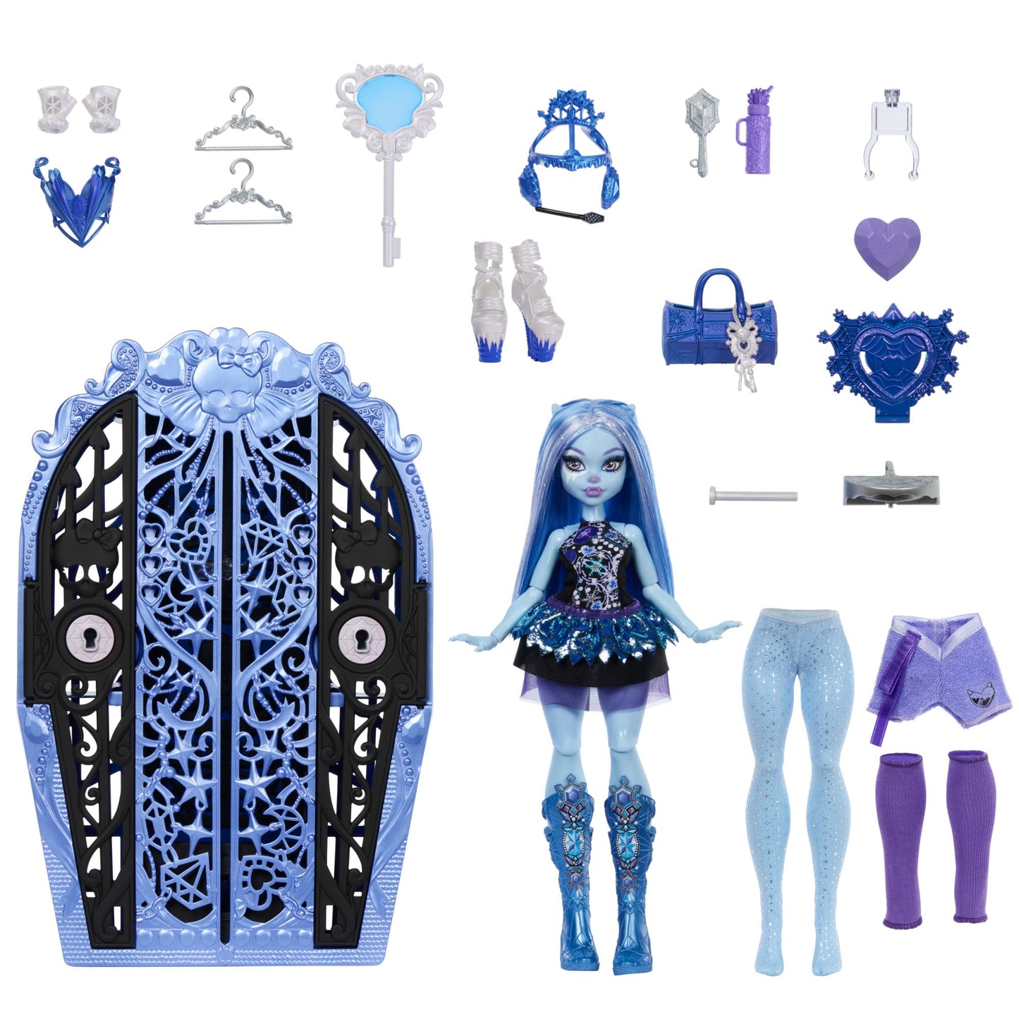 Monster High Skulltimate Secrets Doll & Accessories Set, Monster Mysteries Abbey Bominable with Dress-Up Closet & 19+ Surprises Including Clothes