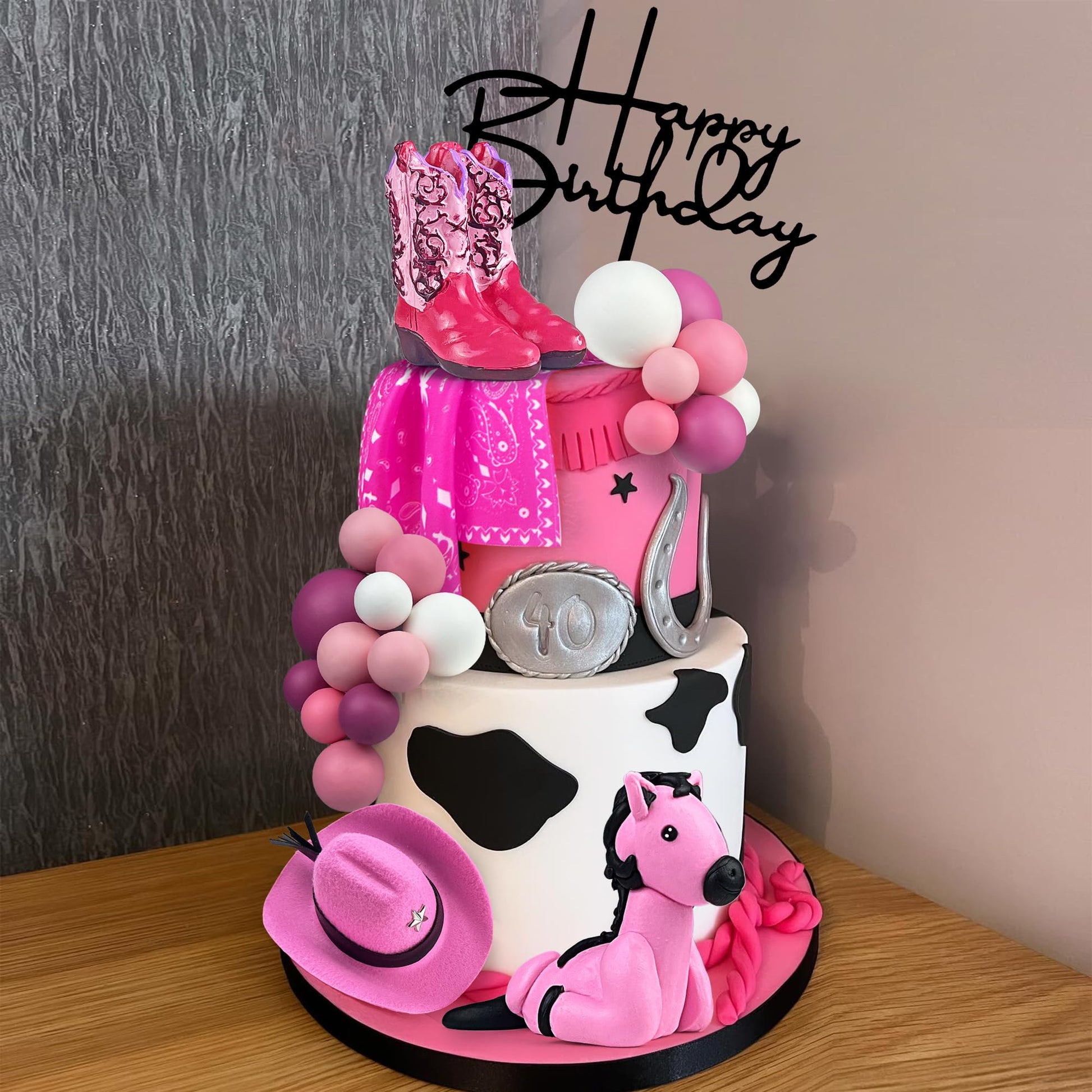 31 PCS Cowgirl Cake Decorations Hat and Boot Cake Toppers for Western Theme Birthday Baby Shower Cowgirl Party Supplies