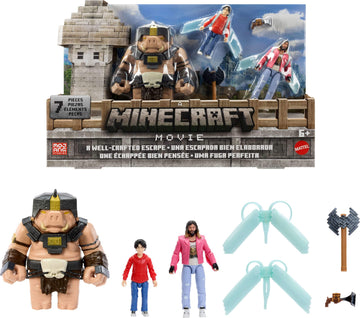 Mattel Minecraft Story Set with 3 Action Figures & 4 Accessories, A Well-Crafted Escape Figure Pack Inspired by A Minecraft Movie, Toy Collectible
