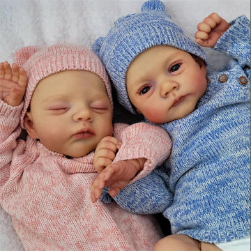 GYCV Lifelike Reborn Baby Dolls Twins Boy Girl 18 Inch Realistic Newborn Baby Dolls Twins that Look Real Reborn Baby Toy Set with Feeding Accessories