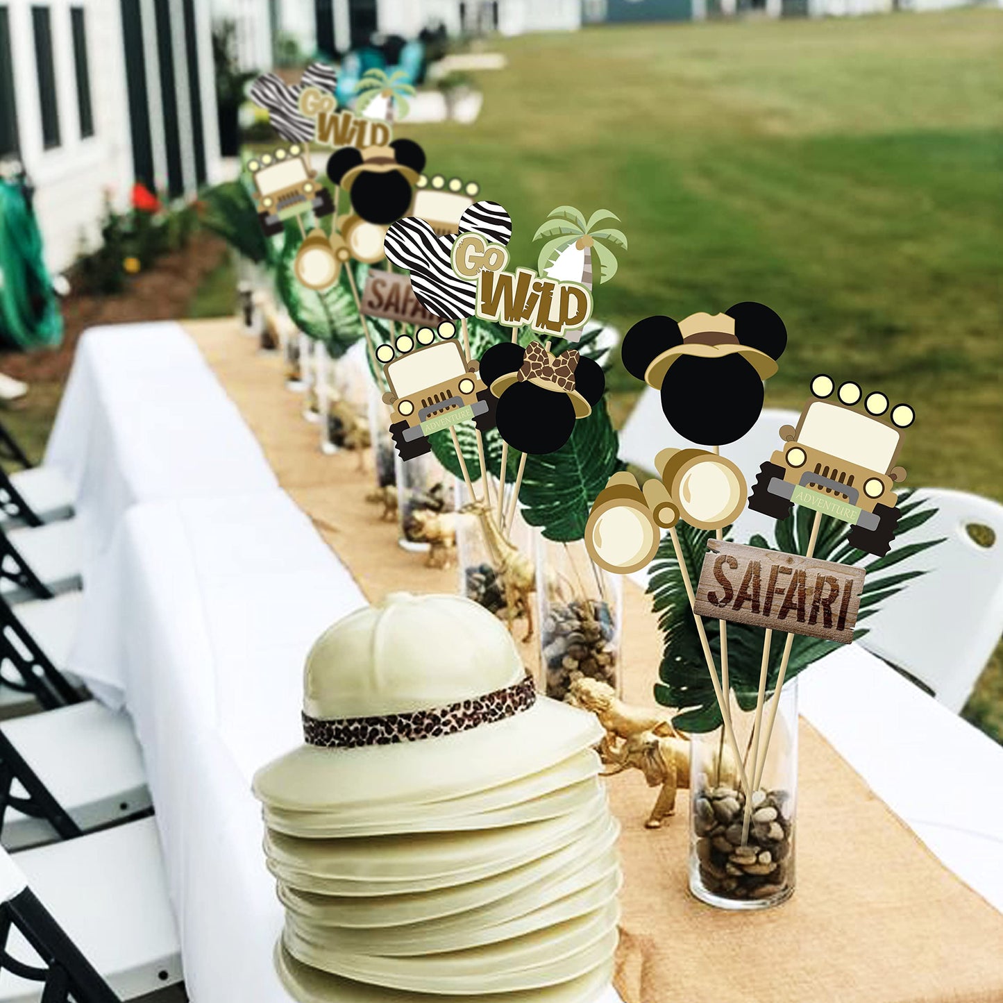 Mouse Safari Centerpiece Sticks- Let's Go Wild Jungle Animal Birthday Party Baby Shower Table Toppers for Kids?28PCS?
