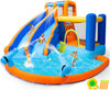 JOYLDIAS Inflatable Water Slide Bounce House,Giant Water Park, Double Slide Bouncer Castle w/Splash Pool, Jump Area, Climbing Wall, 550W Air Blower