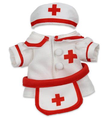 DolliBu Nurse Stuffed Animal Dress Up Set - Red Hospital Outfit with Cap and Nurse Dress Costume - Pretend Play Accessories for Teddy Bears - Small