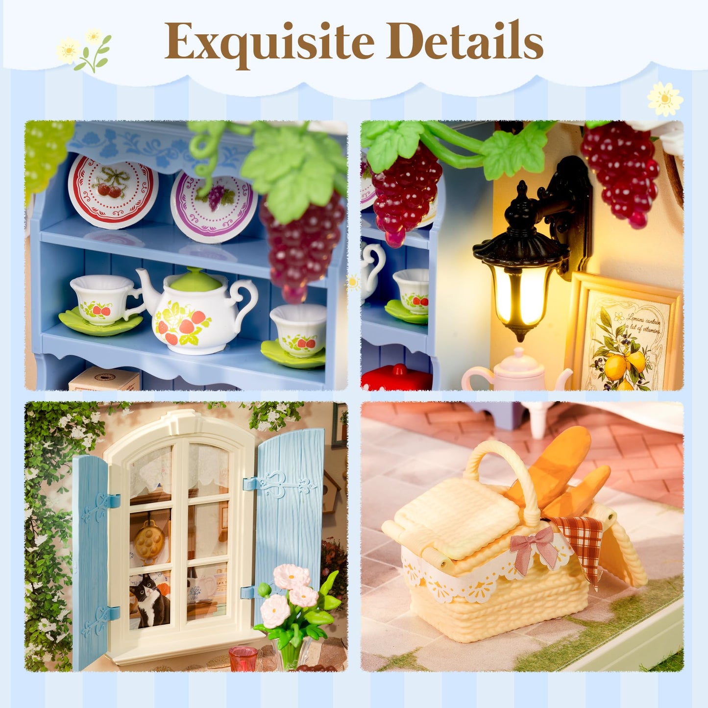ROBOTIME Super Creator Kits, Miniature House Kit, DIY Plastic House Building Toy Set with LED, Tiny Garden Making Kit Model Craft Hobby Unique Gift