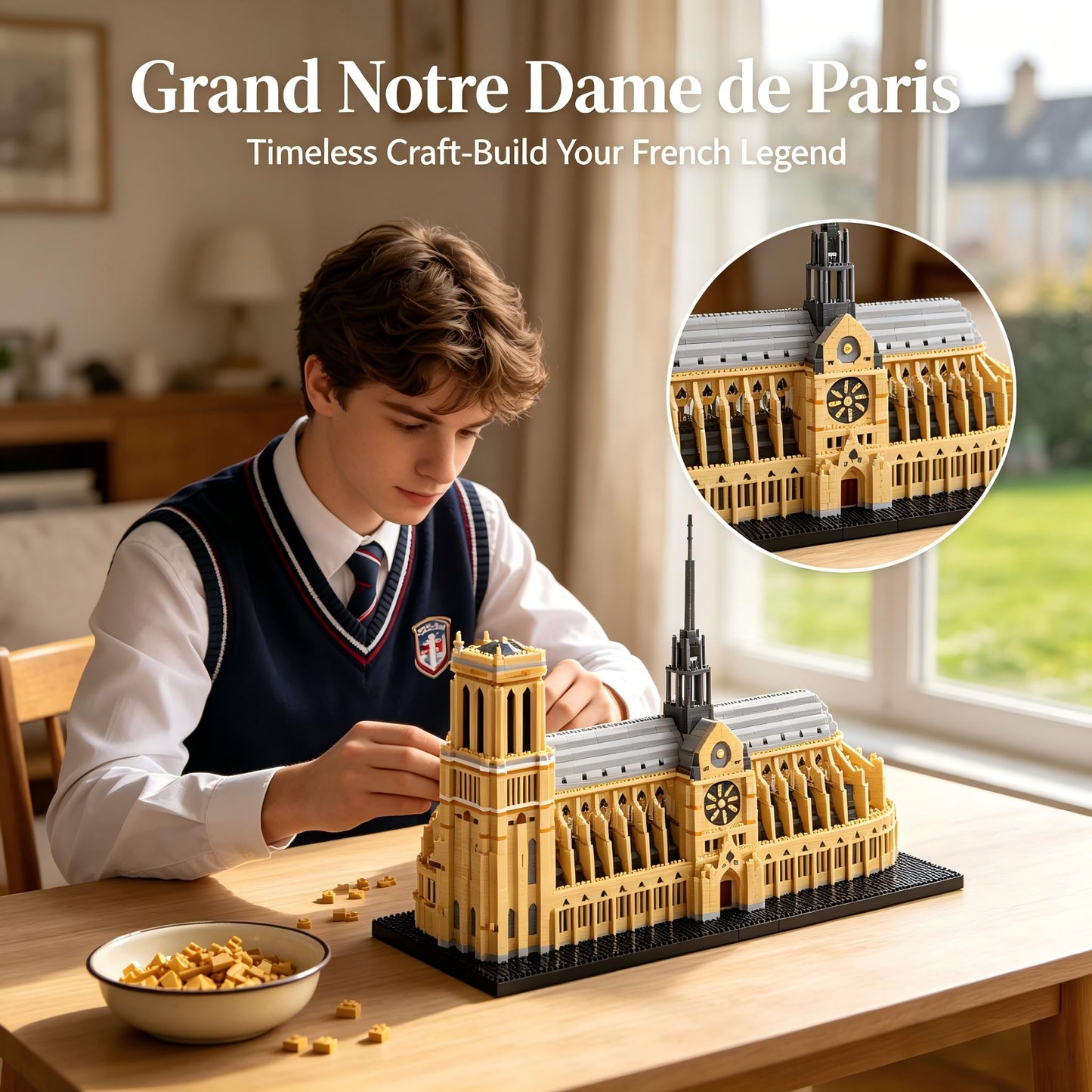 KLMEi World Famous Architecture Micro Building Blocks Set Notre Dame De Paris 7380 PCS, Creative DIY Big Model Kit for Adults or Teens Ages of 14+