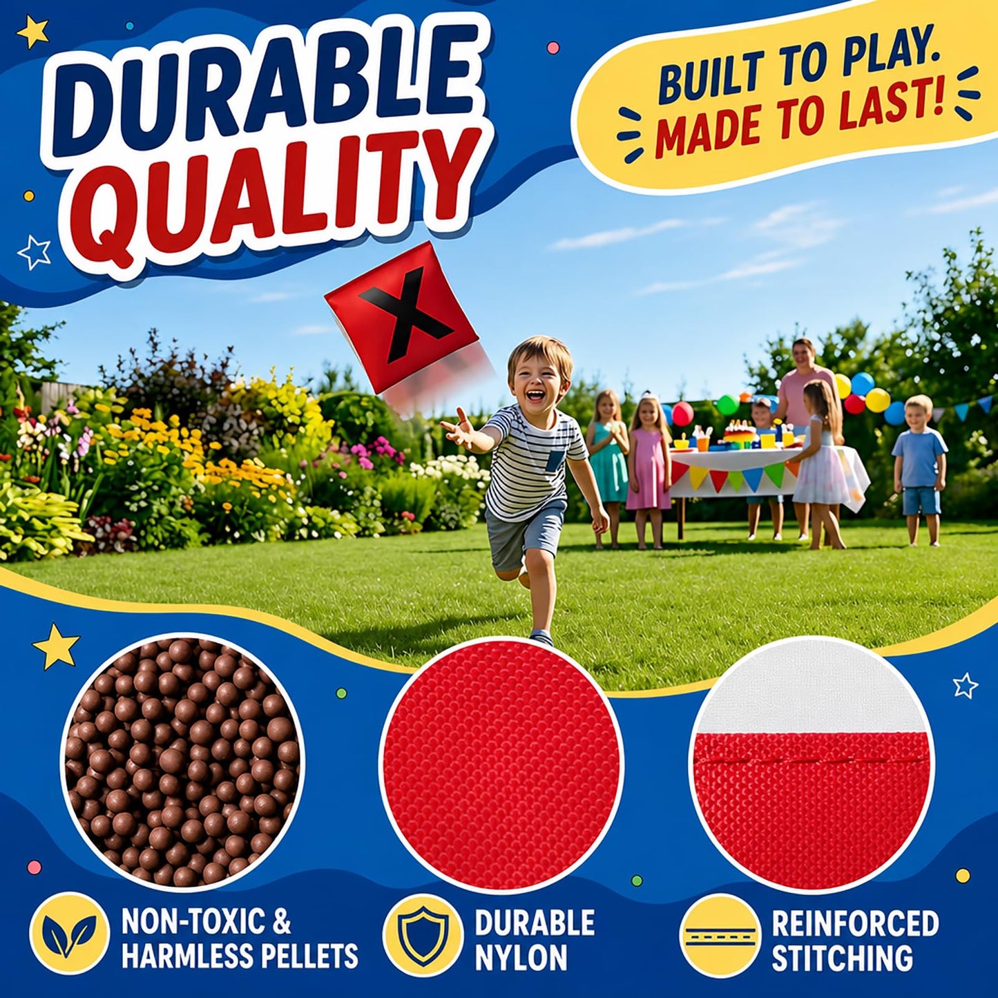 Bean Bags for Tossing Tic Tac Toe and Cornhole Toss Games