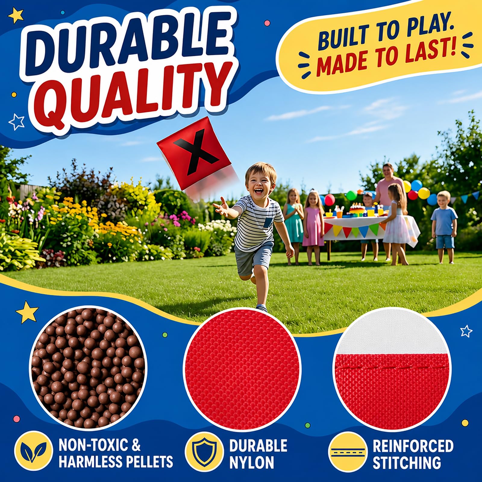 Bean Bags for Tossing Tic Tac Toe and Cornhole Toss Games