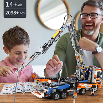 Mould King Concrete Pump Truck Building Set for Kids Ages 14+, Terrain Tow Truck Model Toys (2,098Pieces)