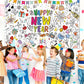 Ansoufien Happy New Year Giant Coloring Poster, 72 x 30 Inches Large Paper Tablecloth with 24 Paint Pens (12 Colors), DIY Party Activity Art Craft