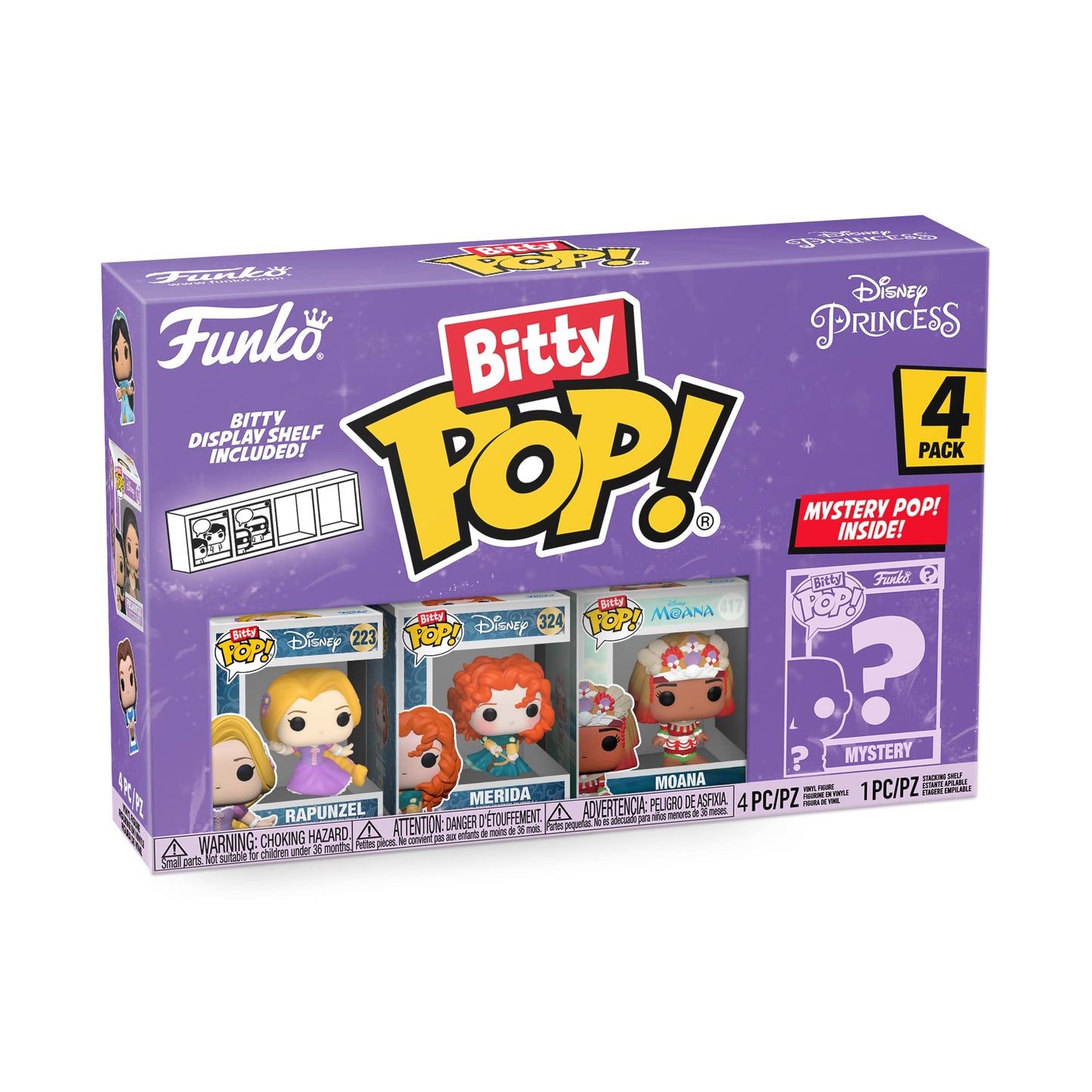 Funko Bitty POP! 4 Pack: Disney Princess - Rapunzel, Merida, Moana
