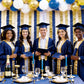 NICROLANDEE Navy Blue Party Decorations - 6 Rolls Navy Blue Gold Ivory Crepe Paper Streamers Tassels Paper for Graduation Party Bridal Shower Wedding