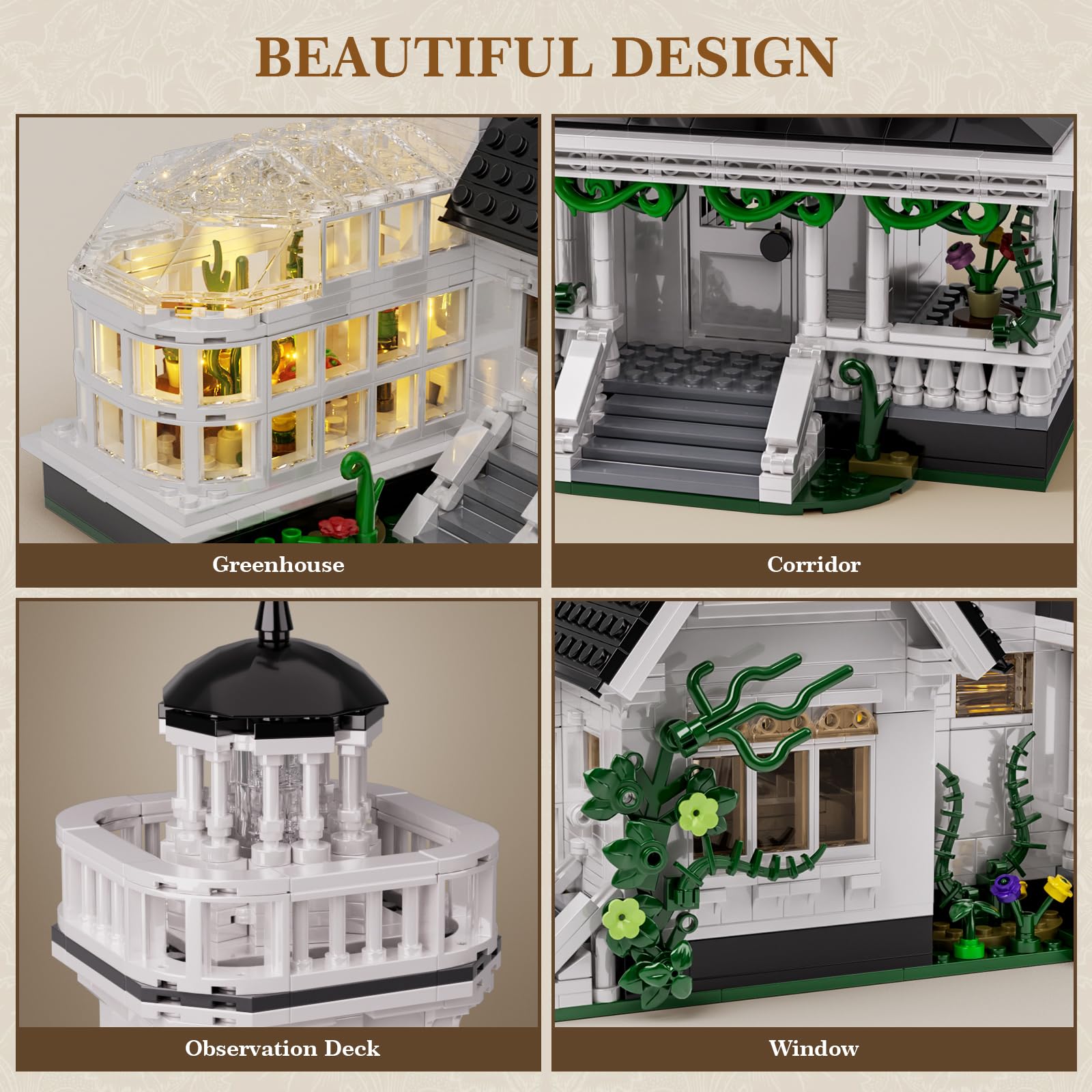 Magic House Building Set with LED Light, Owens House Blocks Toy, Creator Architecture Model Building Kit, Compatible with Lego Horror House, Home