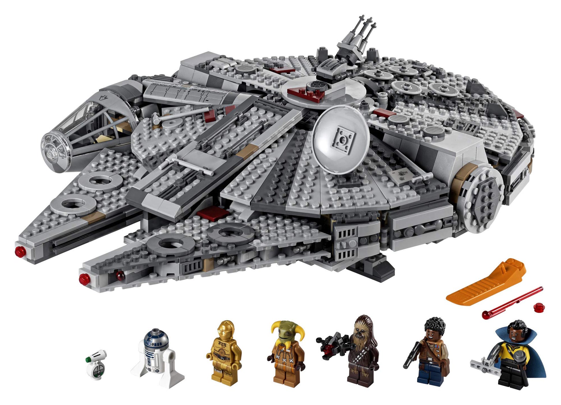 LEGO Star Wars Millennium Falcon 75257 Building Set - Starship Model with Finn, Chewbacca, Lando Calrissian, Boolio, C-3PO, R2-D2, and D-O