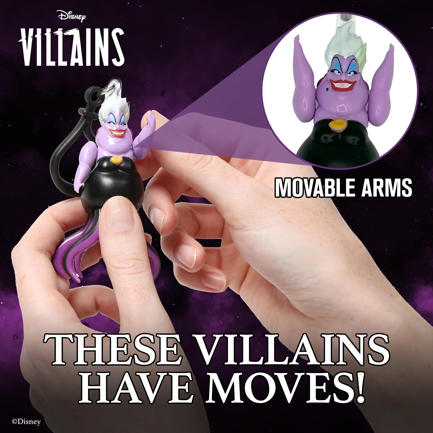 Disney Villains Chibi in Motion 4-Pack Bag Charms with Mystery Figure
