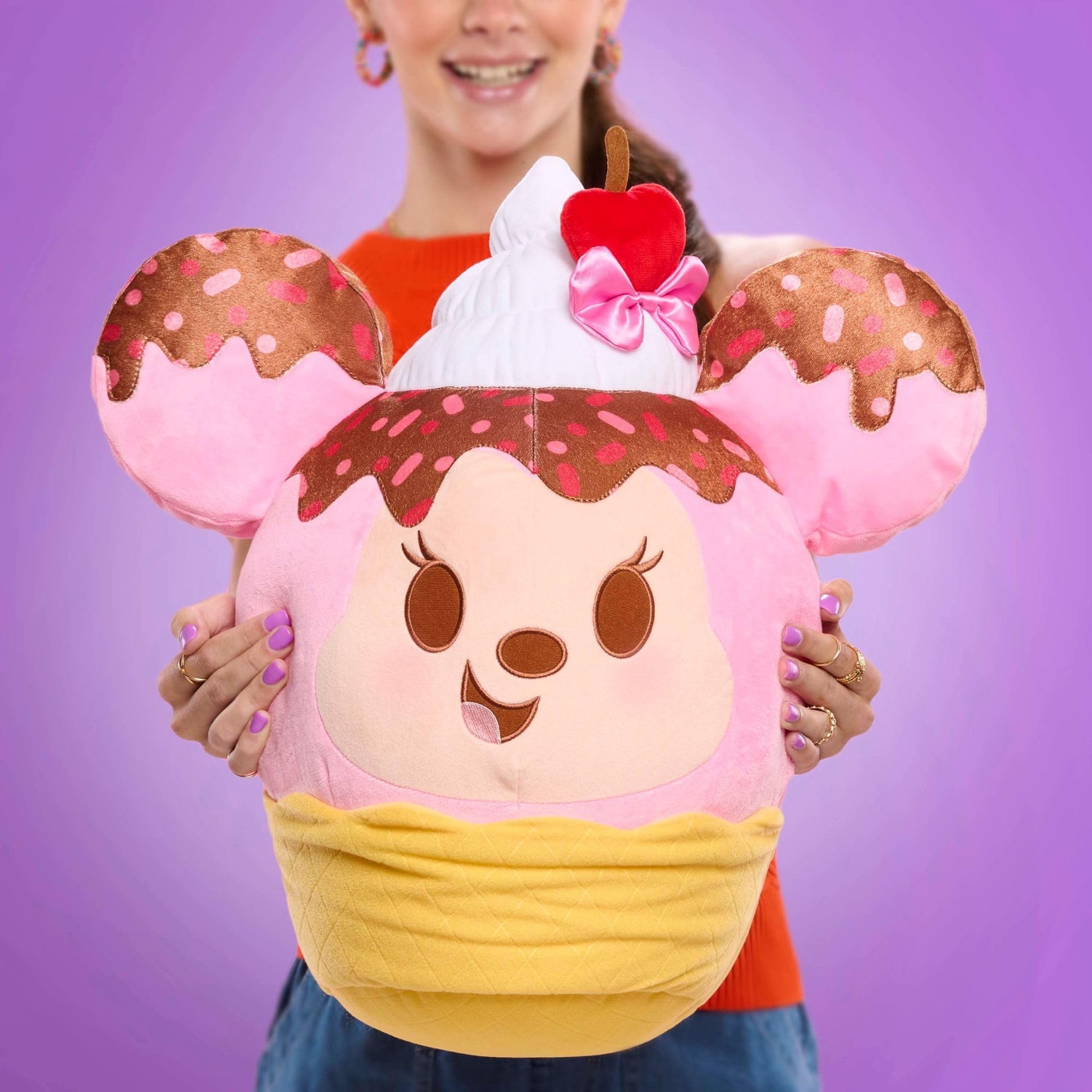 Disney Munchlings Squeeze-A-Munch XL Scented Strawberry Sundae Waffle Bowl Minnie Mouse 16-inch Plush