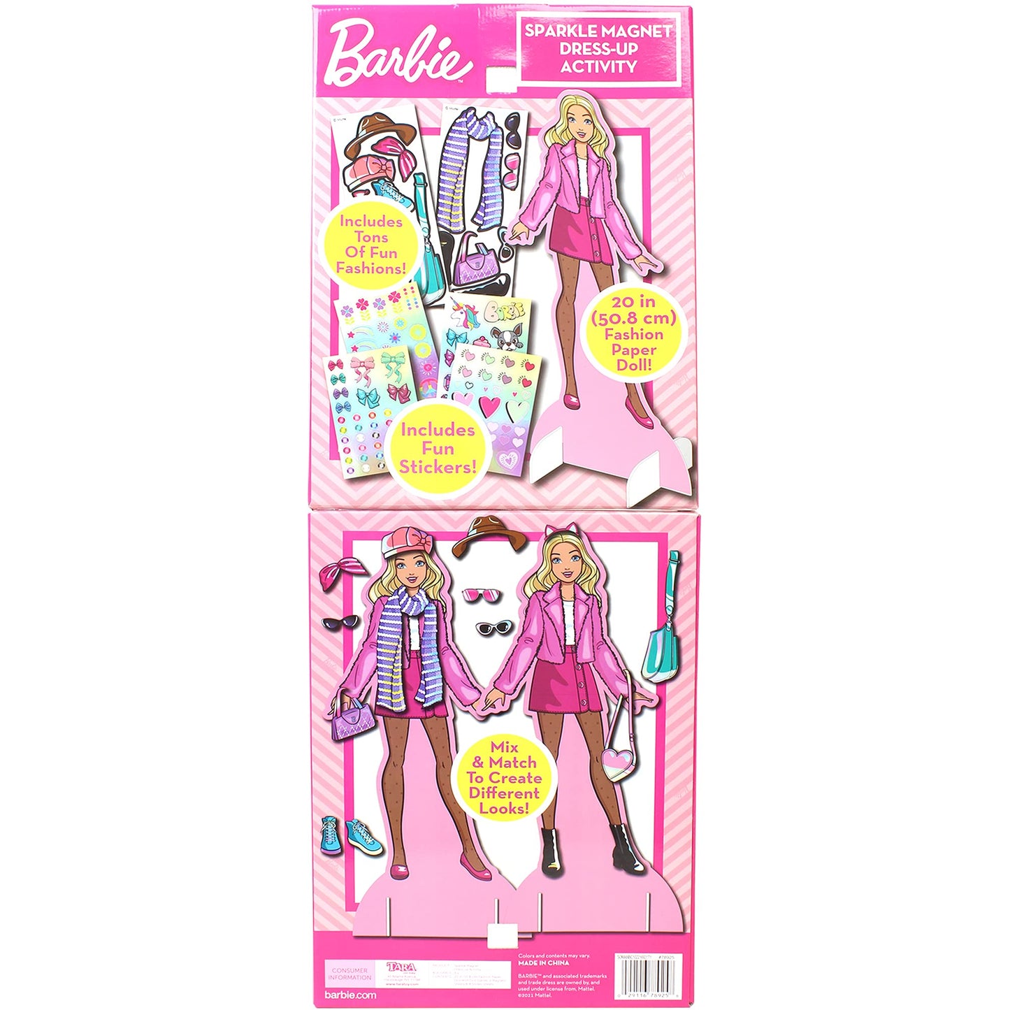 Barbie Sparkle Magnetic Activity Set - 20? Magnetic Dress-Up Doll with Mix-and-Match Outfits & Sparkle Stickers, Creative Play for Kids
