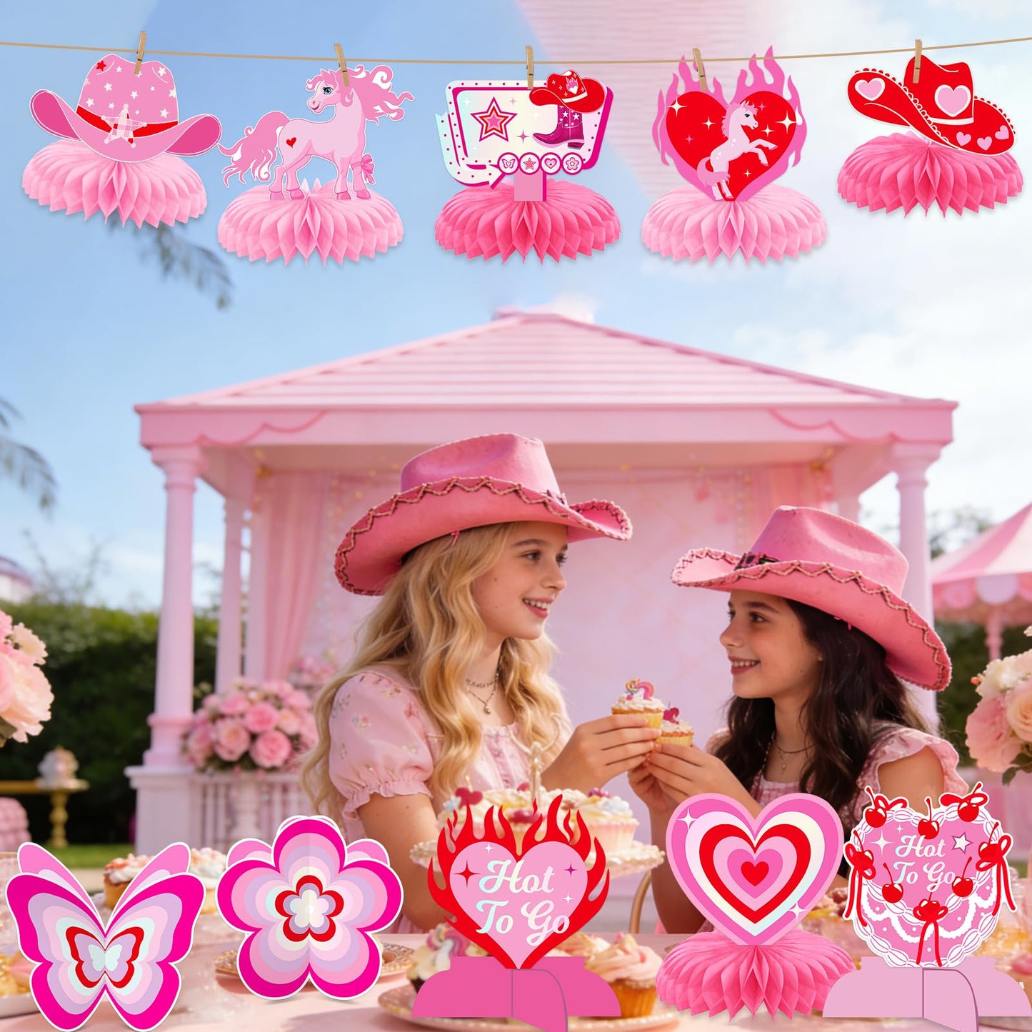 Pink Pony Club Decorations: 12pcs Pink Pony Honeycomb Centerpieces Pony Table Decorations Pony Club Birthday Decorations for Girls Kids Birthday