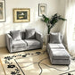 iLAND Dollhouse Furniture Sectional Dollhouse Couch Set Light Grey Velvet Sofa, Miniature Chair Doll House Furniture, Modern 1/12 Scale Miniature