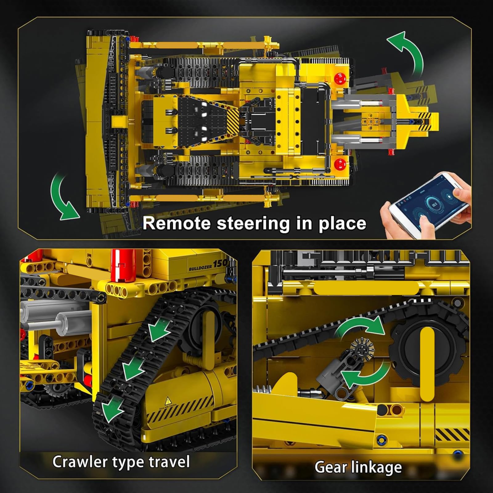 Mould King Bulldozer Technique Building Set, App-Controlled 2.4G RC Bulldozer Truck Construction Vehicle Toys with Engines, DIY Engineering Model Sets