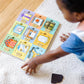 Melissa & Doug Wooden Hide & Seek Activity Board - Montessori Busy Board with Hinges, Doors & 9 Wooden Magnetic Puzzles, Educational Preschool