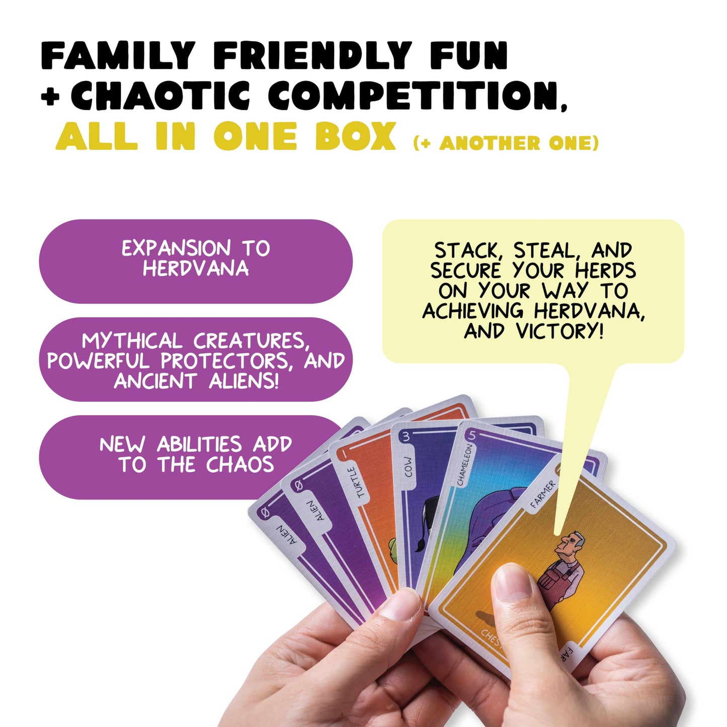 Herdvana: Mythollaneous Creatures Expansion - A Chaotic Card Game for Family & Friends, The Perfect Party Game for 2-10 Players, Ages 8 and Up - 54