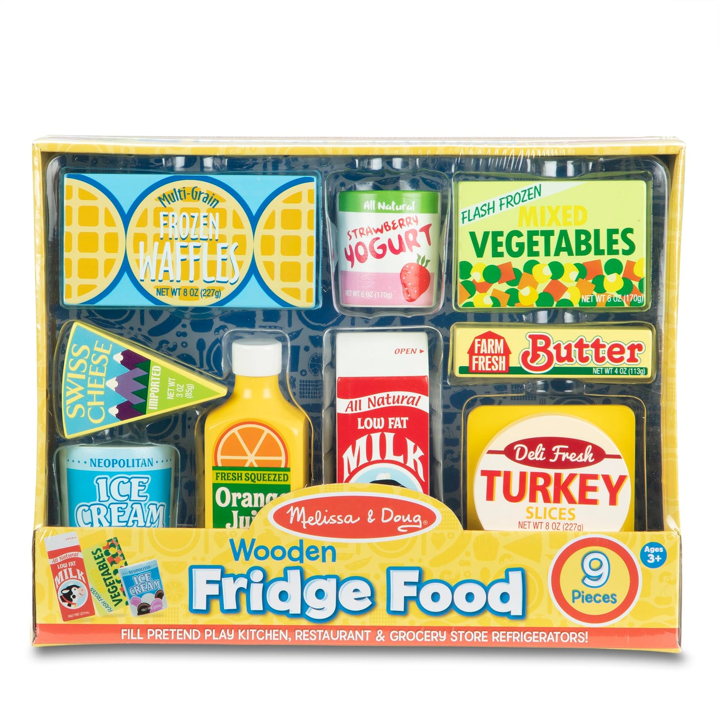 Melissa & Doug Fridge Food, Wooden Play Food for Kids Kitchen Playset, Play Kitchen Accessories, Preschool Toys for Girls & Boys Ages 3+