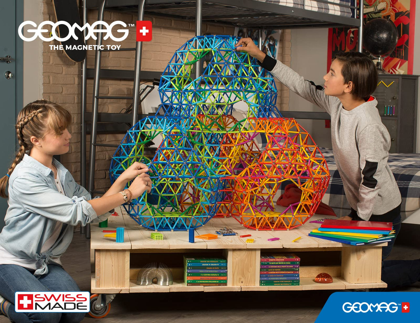 Geomag Masterbox Magnetic Toys for Kids Ages 8+, 248pc Blue Educational STEM Magnets for Kids - Swiss-Made Magnetic Blocks, Tiles and Building Toys