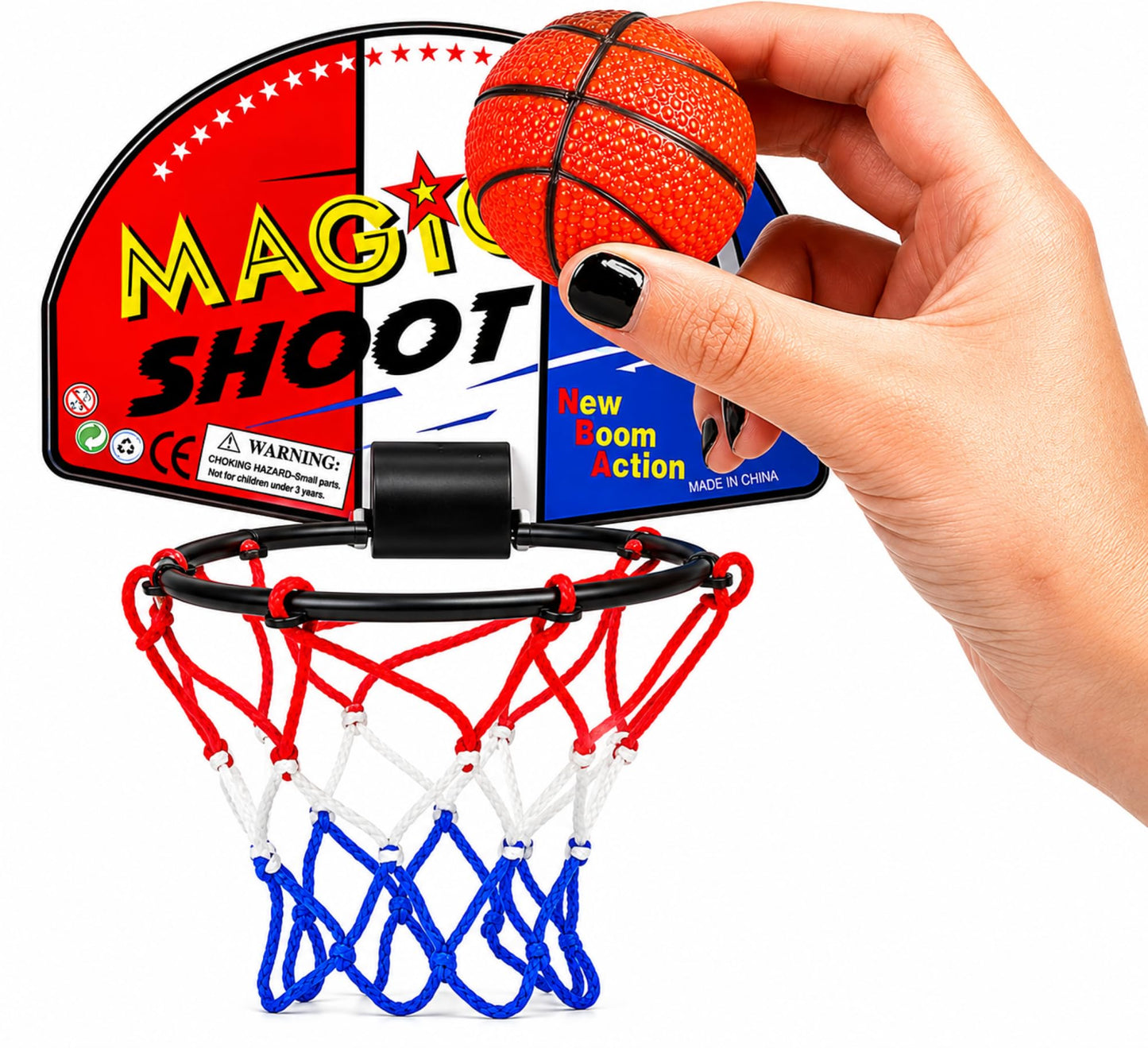 ArtCreativity Mini Basketball Game (12 Sets) Each Set Includes 1 Mini Ball, 1 Back Board Net, & Mounting Tape, Indoor Basketball Hoop for Kids
