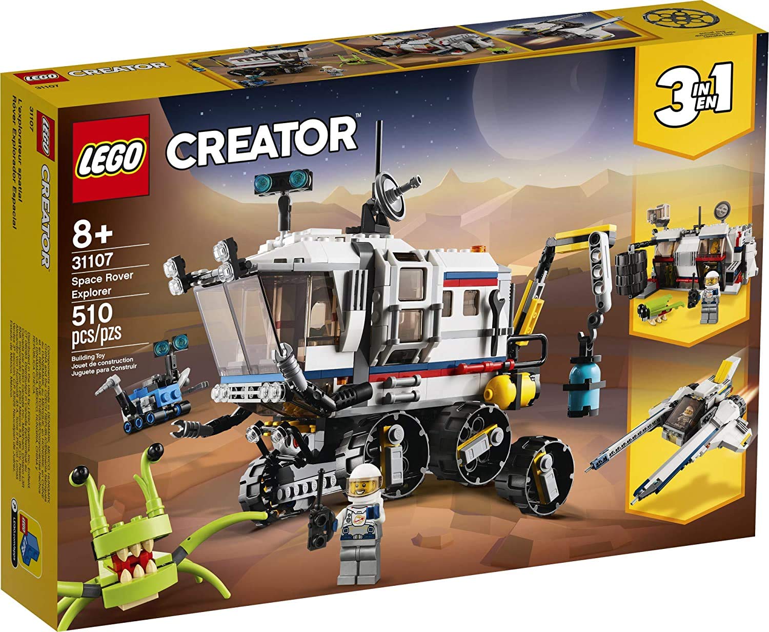 LEGO Creator 3in1 Space Rover Explorer 31107 Building Toy for Kids Who Love Imaginative Play, Space and Exploration Adventures on Exotic Planets (510