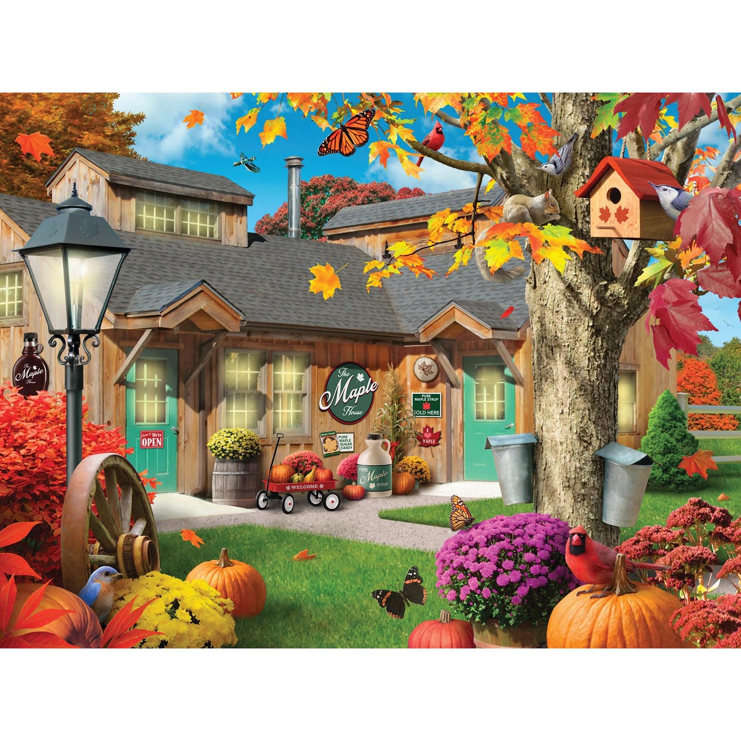 Bits and Pieces - 300 Piece Jigsaw Puzzle for Adults - 18" x 24" - The Maple House - 300 pc Large Piece Colorful Fall Autumn Jigsaw by Alan Giana