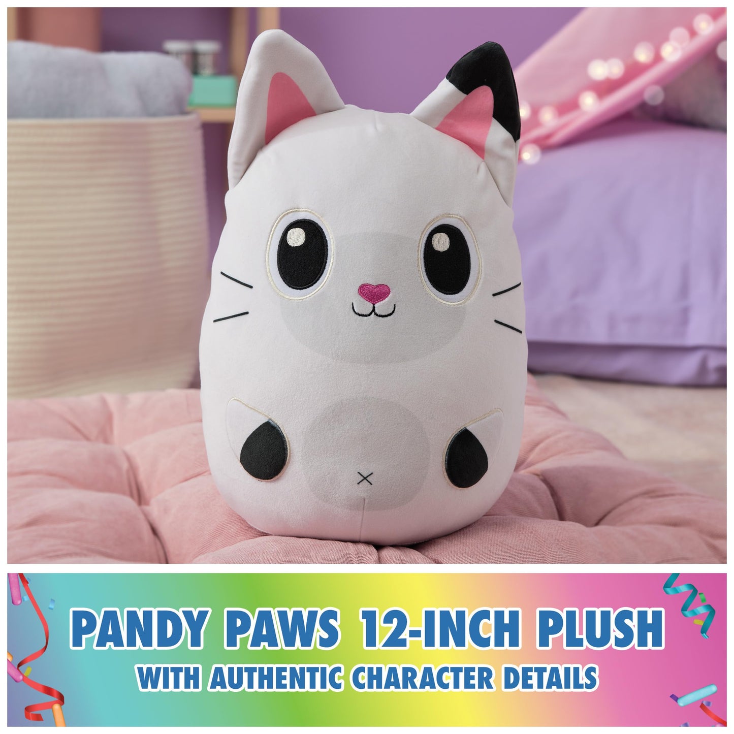 Gabby’s Dollhouse Official Pandy Paws 12-Inch Squishy Plush Toy for Ages 1+