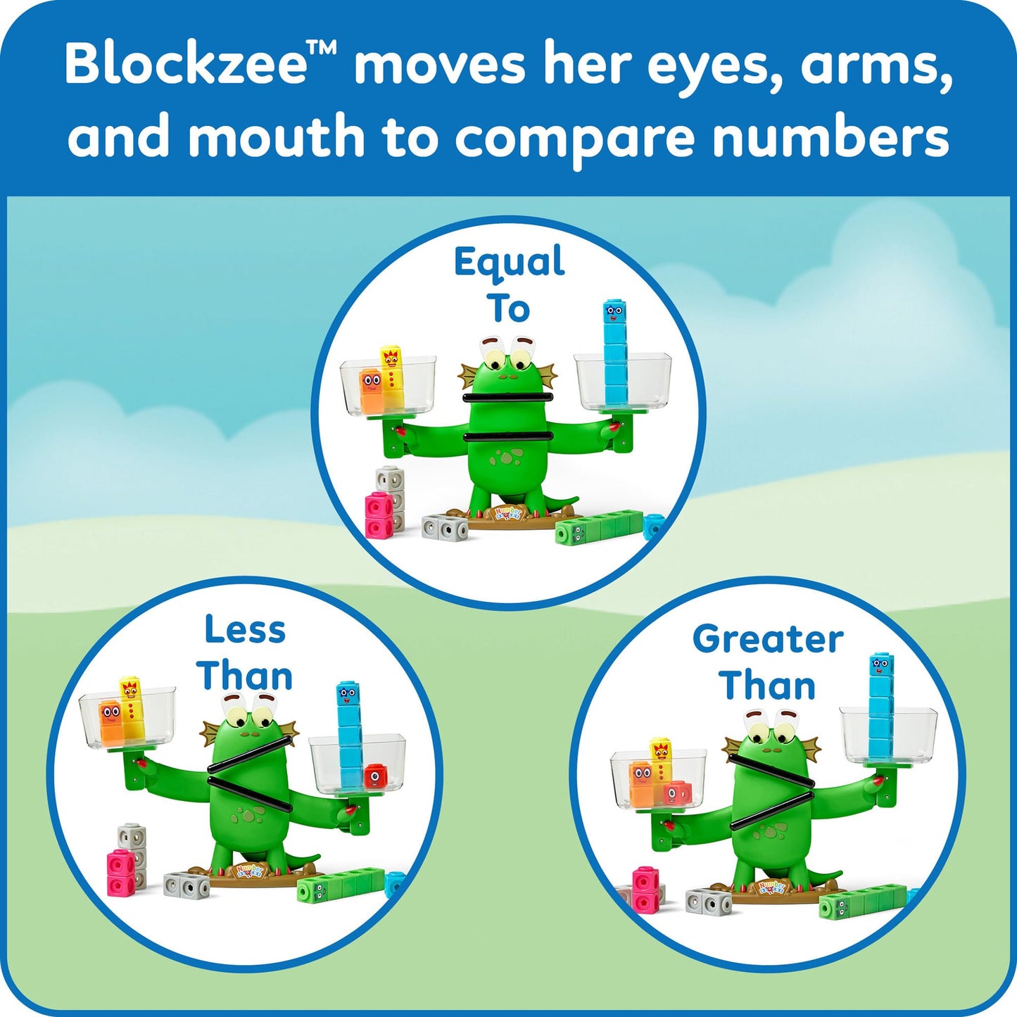 hand2mind Numberblocks Blockzee Balance Activity Set, 61 MathLink Cubes, Balance Scale, Educational Math Manipulatives, Numbers for Toddlers