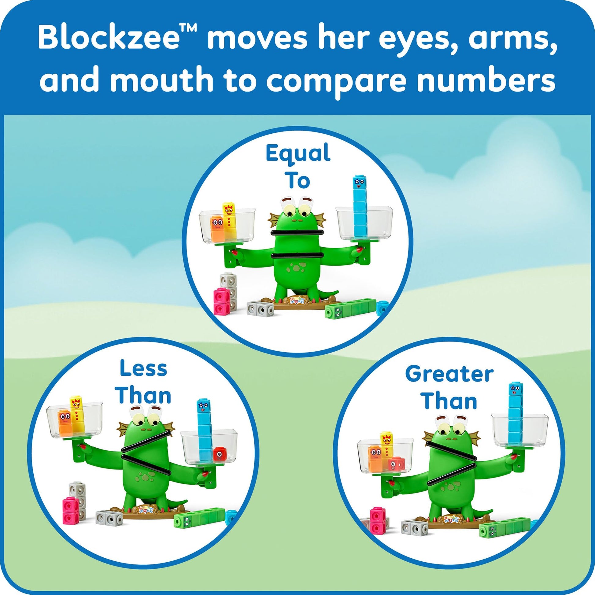 hand2mind Numberblocks Blockzee Balance Activity Set, 61 MathLink Cubes, Balance Scale, Educational Math Manipulatives, Numbers for Toddlers
