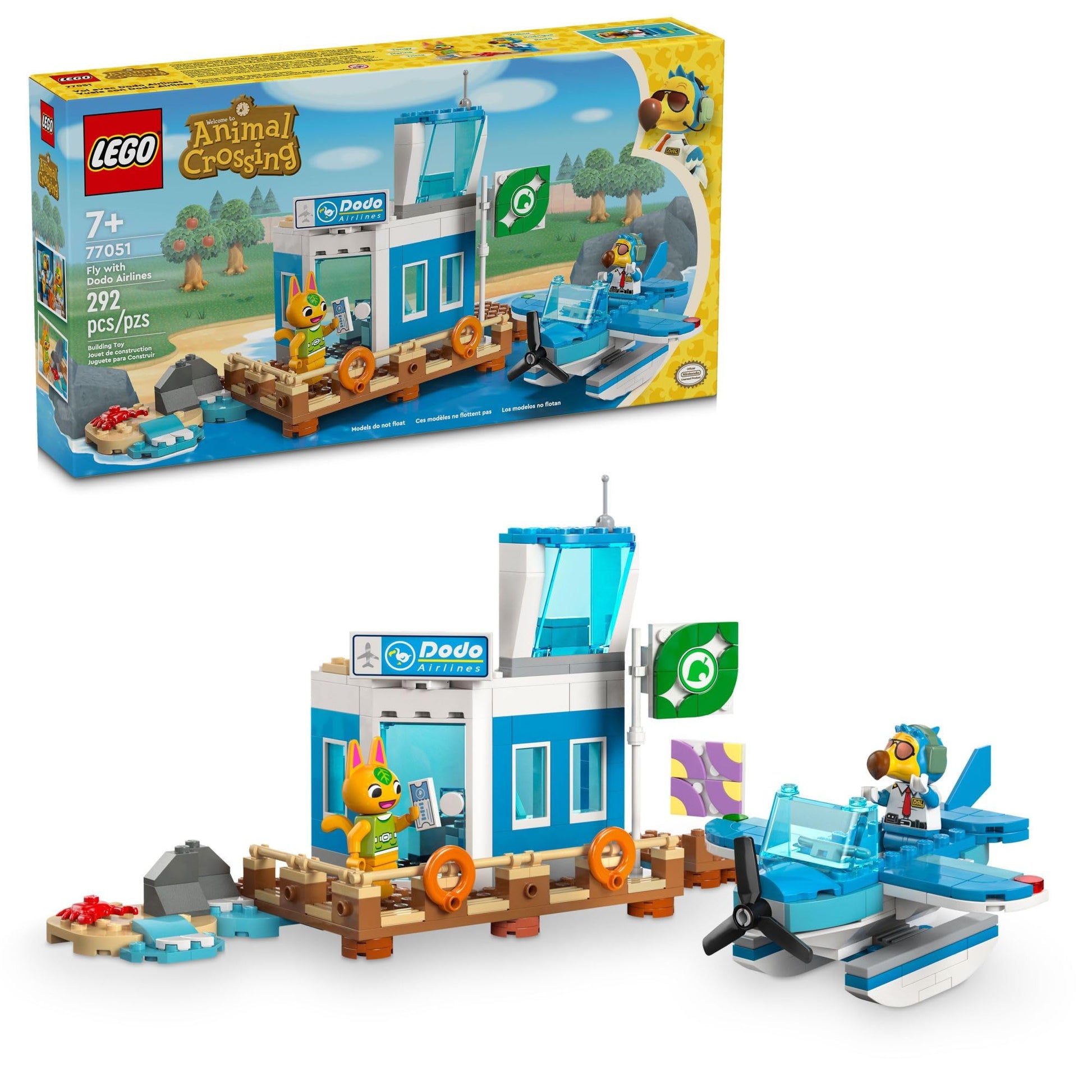 LEGO Animal Crossing Fly with Dodo Airlines Airport Playset, Kids’ Airplane Toy and Pilot Minifigure Inspired by The Video Game Series, Gift for Girls